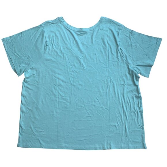 Ava & Viv Womens V-Neck Short Sleeve Light Teal Cotton T-Shirt Plus Size 2X - Picture 5 of 8